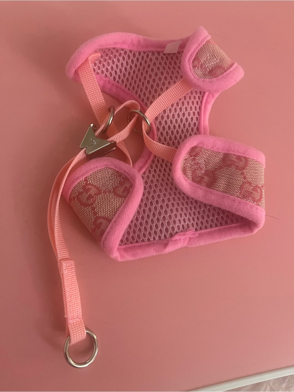 Pink Designer Dog Vest Harness - Luxury Small Dog Apparel - Picture 4 of 4